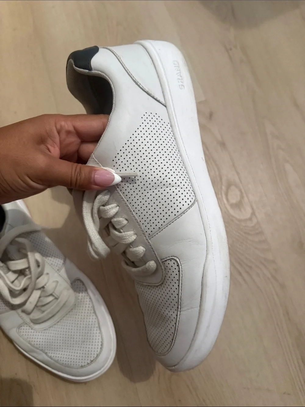 Cole Haan Men’s White Perforated Leather Lace-Up Sneakers